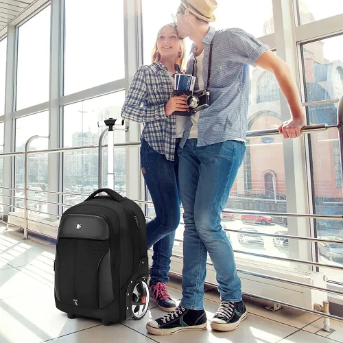 Vista 6 de WMHYLYH Mochila impermeable con ruedas de 20/22 pulgadas, Negro