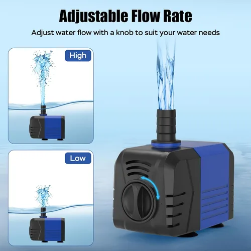 Vista 3 de Bomba sumergible de 400 GPH (1500 L/H, 25 W), bomba de fuente de agua con protección contra sobrecalentamiento, bomba de agua ultra silenciosa