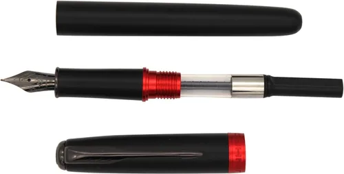 Vista 3 de Gullor Pluma estilográfica 75F negro mate con caja de regalo, borde rojo, punta fina