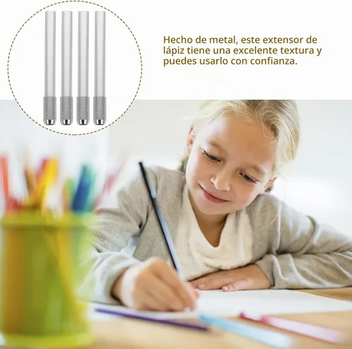Vista 9 de TEHAUX 5 extensores de lápiz, de acero inoxidable de 4 pulgadas, ajustable, soporte de carbón, extensor de manga para bolígrafo, alargador