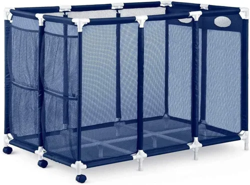 Vista 2 de Moderno contenedor de almacenamiento azul para piscina, tamaño XXL, organizador de malla de nailon para tus gafas, pelotas de playa, flotadores