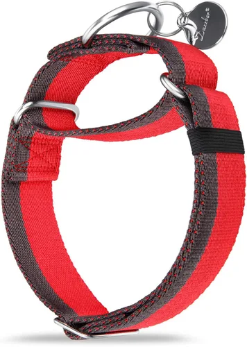 Vista 10 de Collar Martingale de 1.5 Pulgadas de Ancho de Nylon Extra Fuerte 1200D para Perros, Collar para Perros de Servicio Pesado Sin Tirones con Rayas de 2