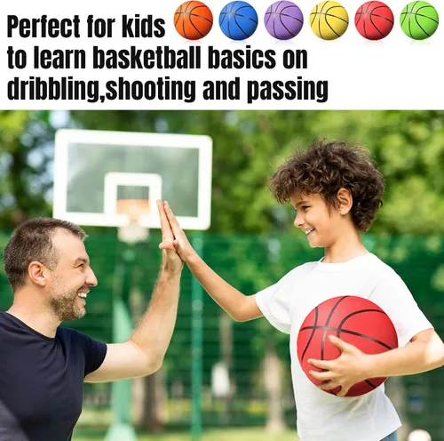 Vista 5 de Lenwen 20/30 pelotas de baloncesto de goma a granel tamaño oficial con bomba para niños jóvenes PE entrenamiento de regreso a la escuela