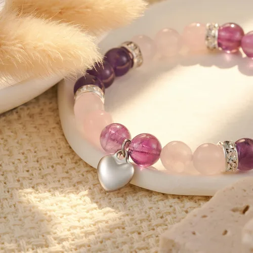 Vista 3 de HGDEER Natural Stone Heart Friendship Braceles for Best Friend Bestie with Gift Message Card, Suitable as a Gifts on Birthday Graduation Mothers Day