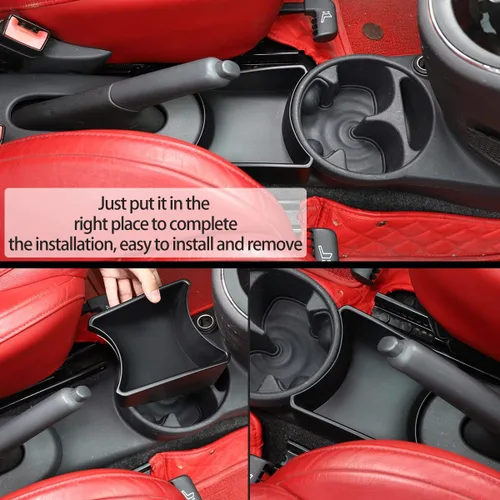 Vista 4 de HAPPYHORSE Caja de Almacenamiento para Consola de Coche Bandeja Organizadora Compatible con Fiat 500 2007-2015 Portavasos de Control Central Caja