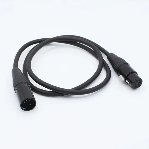 Vista 3 de Cables XLR a XLR DMX de 5 pines de 3.3 pies, cable XLR de 5 pines macho a hembra, para altavoz, micrófono y LED DMX (negro, 3.3 ft)