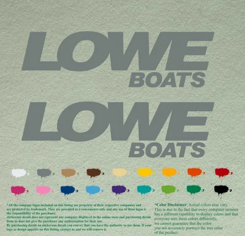 Vista 6 de Par de calcomanías de vinilo de repuesto compatibles con Lowe Boats, motor fuera de borda, juego de 2 (12 pulgadas, negro 070)