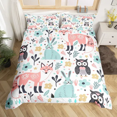 Vista 11 de Feelyou Funda de edredón de elefante de dibujos animados para niños, tamaño individual, juego de ropa de cama de cocodrilo para niños y niñas, funda