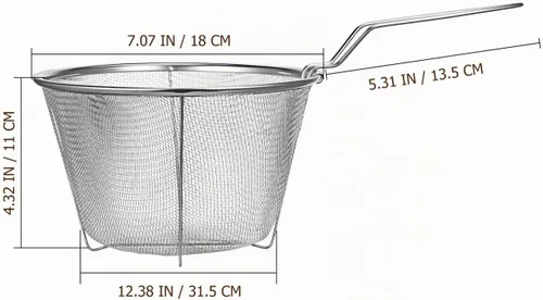 Vista 4 de DOITOOL - Cesta para freír profunda de 7 pulgadas: cesta redonda de alambre de acero inoxidable con asa - Freidora plegable para freír