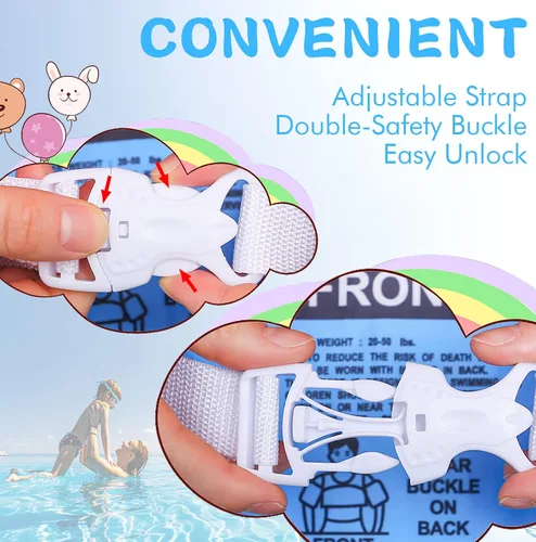 Vista 4 de Double Couple Toddler Swim Vest with Sleeves Cartoon Adjustable Strap Swimming Jacket Pool Floaties for Kids 20-50 Pounds Boys and Girls Child