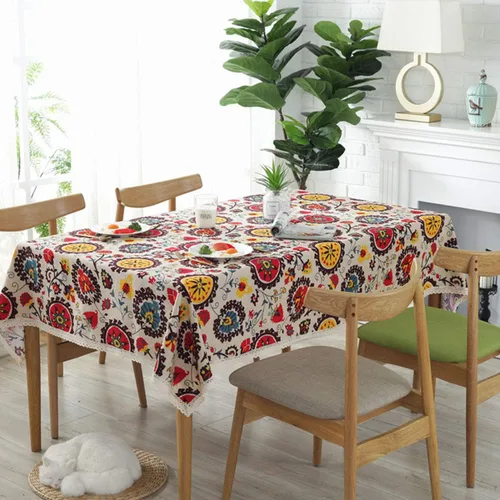 Vista 2 de Bringsine - Mantel de lino lavable, diseño vintage, varios tamaños