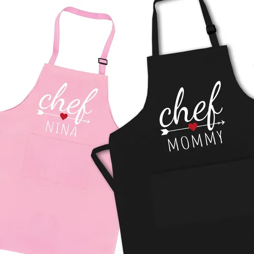 Vista 7 de Delantal personalizado para niños para cocinar, delantal para niños pequeños para niñas y niños, delantales de chef para mujeres, regalo de Navidad