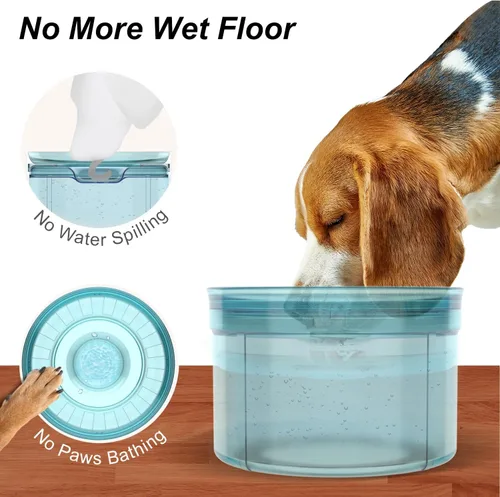 Vista 2 de Feedoo Tazón de agua para perros de 1 galón, tazón de agua sin derrames de 128 onzas para perros, tazón de agua a prueba de derrames sin BPA