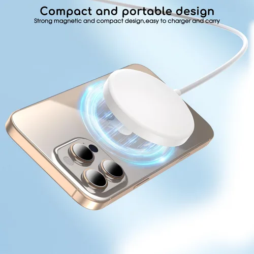 Vista 10 de Cargador inalámbrico magnético para iPhone, 2 paquetes de 6 pies [Certificado Apple MFi] Cable de cargador Mag-Safe magnético inalámbrico con bloque