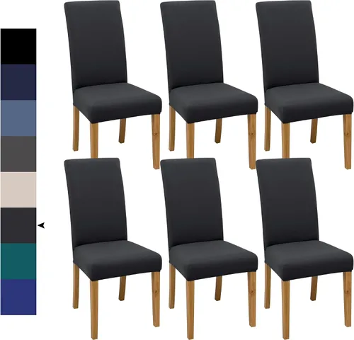 Vista 28 de Fundas para Sillas de Comedor, Juego de Fundas para Sillas de Comedor de 4 Piezas, Fundas Elásticas para Sillas de Cocina, Fundas para Sillas