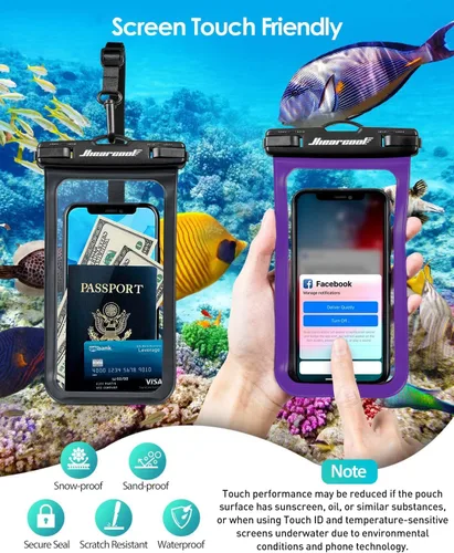 Vista 6 de Hiearcool - Funda impermeable IPX8, universal y compatible con celular iPhone 12, Pro 11, Pro Max, XS, Max, XR, X, 8, 7, Samsung Galaxy S10, S9