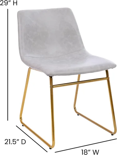 Vista 3 de Flash Furniture Butler LeatherSoft - Juego de 2 sillas de altura para mesa de comedor de 18 pulgadas, estilo moderno de mediados de siglo