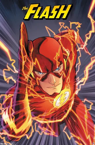 Vista 9 de Trends International DC Comics The Flash - Póster de pared de velocidad, 22.4 pulgadas de largo x 14.7 pulgadas, versión enmarcada de madera