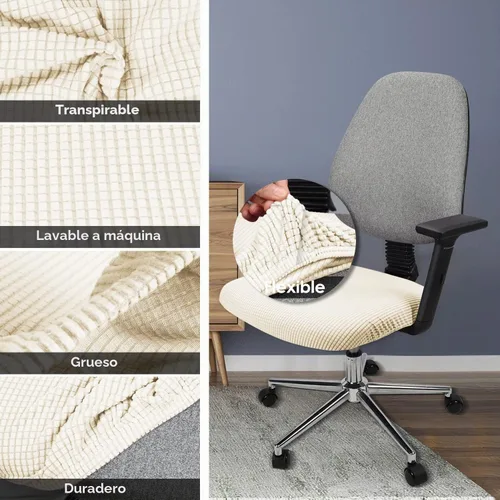 Vista 4 de Yikko - Fundas elásticas de jacquard con licra, con textura de grano de maíz, para sillas, aptas para oficina, comedor, bar, fundas para asientos