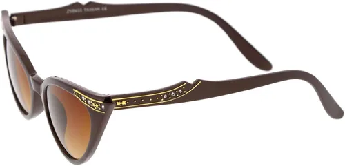 Vista 4 de Gafas de sol de ojo de gato con diamantes de imitación retro adornadas con lente ovalada, 2.008in