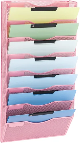 Vista 48 de EASEPRES Organizador de archivos de malla de 3 bolsillos para colgar en la pared, carpeta de papel para correo montada en la pared, organizador