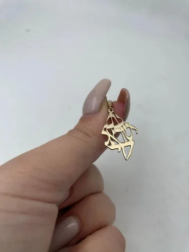 Vista 2 de Am Yisrael Chai Pendant "The People of Israel Live", Solid 14k Gold Jewish Pendant, Symbol Jewelry from Israel