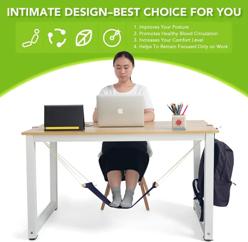 Vista 6 de iMissiu Hamaca para pies debajo del escritorio, reposapiés ajustable de oficina debajo del escritorio, hamaca portátil para pies de escritorio