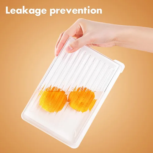Vista 5 de Hemoton Recipiente de almacenamiento de tocino para refrigerador, caja hermética de carne fresca, 7.87 x 7.87 x 7.87 pulgadas, plástico transparente