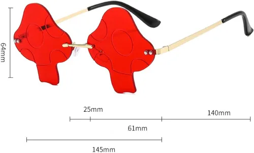 Vista 3 de ENTHYI Gafas de sol con forma de hongo para mujer, gafas irregulares sin marco, gafas de sol retro para fiesta rave de Halloween