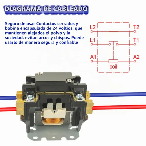 Vista 6 de BOJACK Contactor de CA de propósito definido de 1 polo, bobina FLA 25 A, 24 VCA. Contactor para compresor de condensador de aire acondicionado