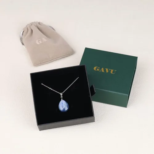 Vista 7 de GAVU Collar de cristal curativo de lágrima de plata de ley 925 Piedra