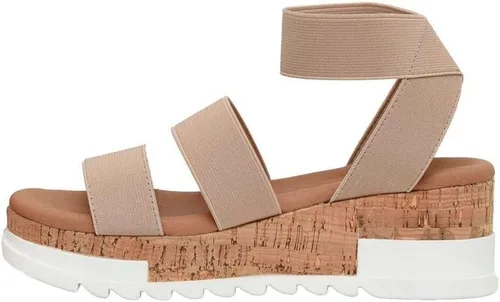 Vista 4 de CUSHIONAIRE Sandalia de cuña de corcho Naomi para mujer + anchos disponibles, Negro