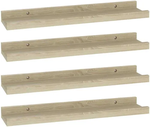 Vista 54 de Black Floating Shelves Set of 4, Wall Mounted MDF Shelves with Matte Finish for Living Room, Bedroom Decor Display