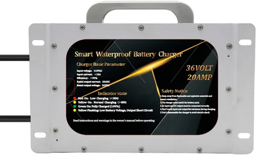 Vista 4 de Cargador de batería de 36 V 20 A para coche club de 36 voltios/carrito de golf Yamaha con conector estilo Crowsfoot enchufe de pie de cuervos
