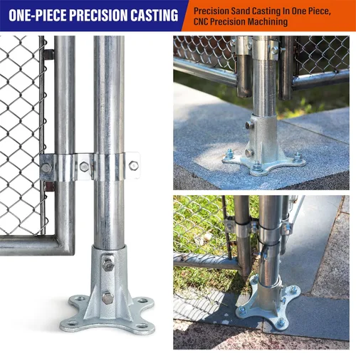 Vista 3 de 2Pack 2"(Actual: 1 7/8" DE) Soporte de base de poste de valla de eslabones de cadena con brida galvanizada