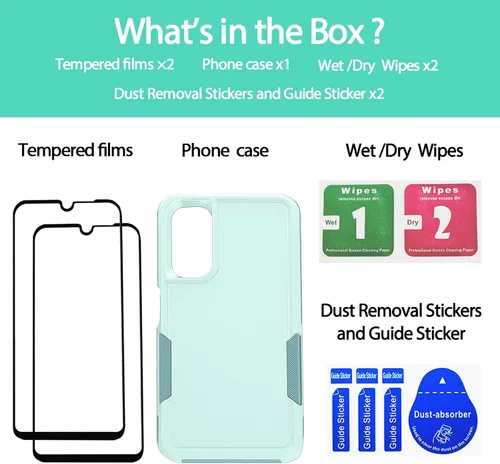 Vista 339 de Jeylly Compatible con Samsung Galaxy A22 5G Funda, Funda Samsung A22 5G con 2pcs protectores de pantalla de vidrio templado