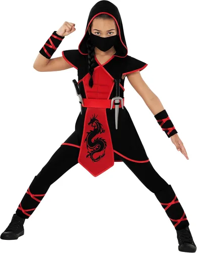Vista 5 de Morph - Disfraz de ninja para niñas, disfraz de ninja rojo, disfraz de ninja para niña, disfraz de ninja para niñas, disfraz de ninja para niña
