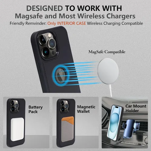 Vista 4 de Funda de piel sintética 2 en 1 para iPhone 13 PRO MAX, funda de piel sintética desmontable con soporte para tarjetas, funda extraíble con bloqueo