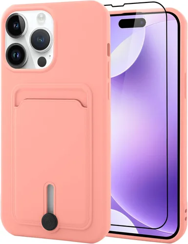 Vista 44 de MZELQ Cartera de TPU Compatible con Funda iPhone 12, Portarjetas Protección de Cámara Cubierta + Protector de Pantalla, Ranura Empujable para Niñas