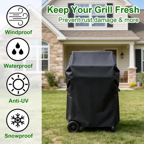 Vista 6 de Cubierta de parrilla pequeña impermeable para exteriores para Weber Spirit 210 Series (E 210, S 210, E 215), Charbroil, Kenmore Grills, cubierta