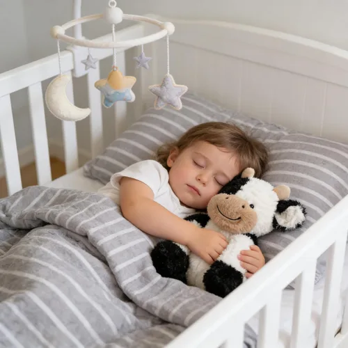 Vista 6 de Hopearl Adorable Vaca de Peluche, Juguetes de Vaca Flexible Suave, Animales de Peluche, Regalos de Cumpleaños Lindos para Niños, Niñas, Niños