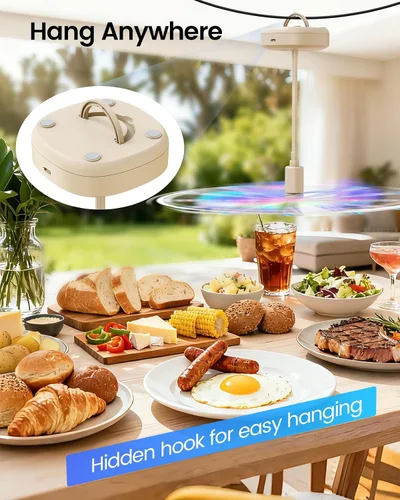 Vista 5 de Edvision Paquete de 4 ventiladores de mesa para comida, ventilador de comida recargable USB de 2000mAh, ventilador portátil con cuello de ganso