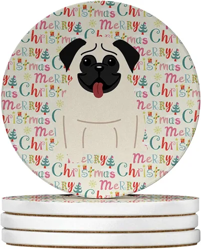 Vista 166 de Abyssinian Sand Terrier Merry Christmas - Posavasos grandes de piedra arenisca (4 unidades)