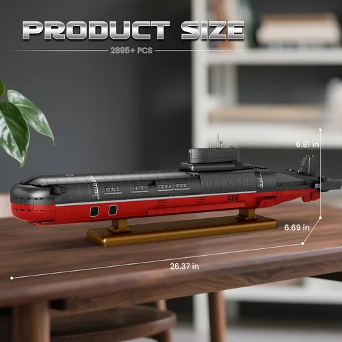 Vista 6 de Reobrix Juego de construcción de submarino nuclear para adultos, kit de modelo de submarino nuclear de clase tifón, decoración coleccionable