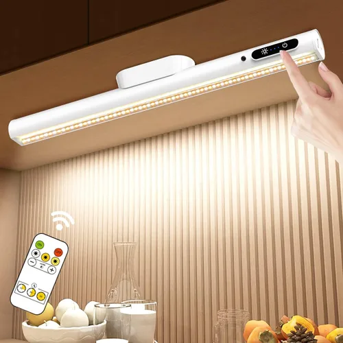 Vista 11 de Hapfish Tira de luces de pared que funcionan con pilas, barra de luz LED magnética recargable con control remoto, lámpara de escritorio regulable