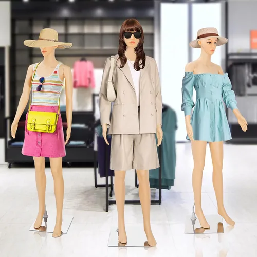Vista 6 de Maniquí femenino de cuerpo completo con cabeza ajustable, extremidades flexibles, diseño desmontable de 69 pulgadas, forma de vestido con base