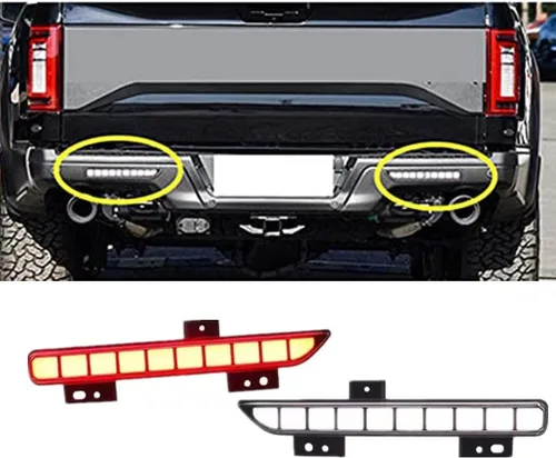 Vista 7 de Luces LED de Marcador Lateral del Parachoques para Ford Raptor F150 2015-2020, Luz de Marcha Diurna Blanca/Ámbar Switchback con Señal de Giro