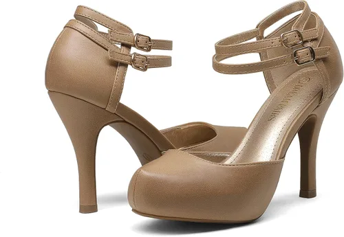 Vista 2 de DREAM PAIRS Office-02 Women's Classy Mary Jane Double Ankle Strap Almond Toe High Heel Pumps New