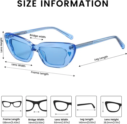 Vista 3 de DUCO Gafas de sol pequeñas con diseño de ojo de gato para mujer, lentes de sol polarizadas retro y estrechas, marco rectangular de diseño con marco