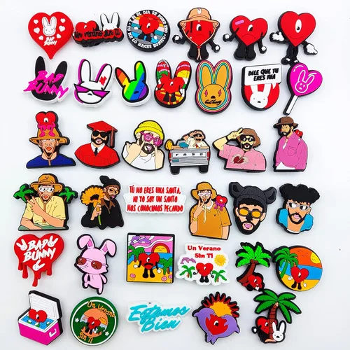 Vista 3 de 36 dijes para zapatos de conejo malo para sandalias de zueco de caricaturas, accesorios para niñas, niños, adolescentes, hombres y mujeres